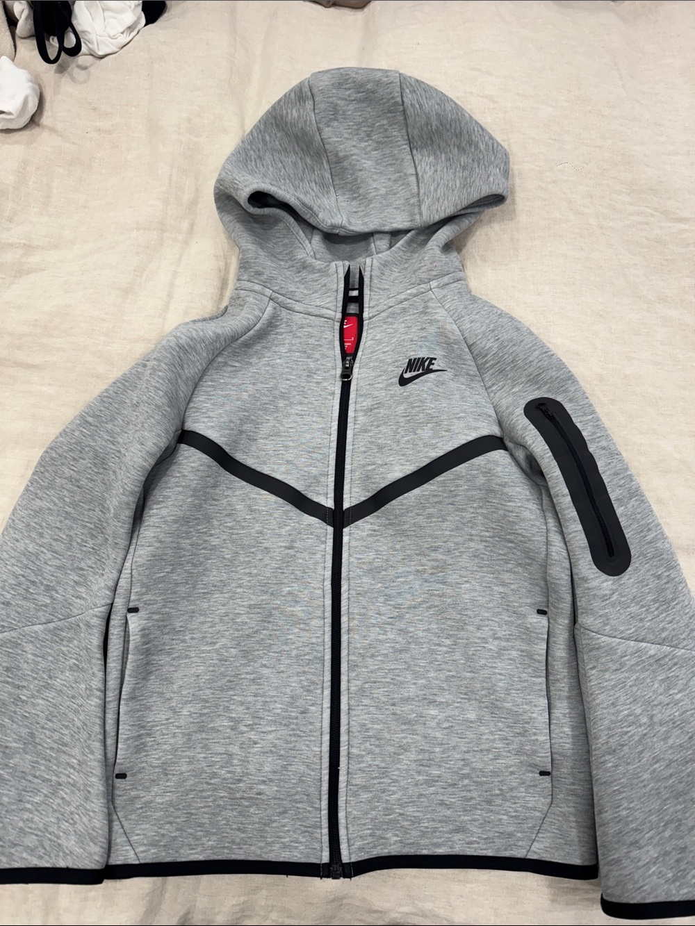 Nike Gray Kids Hooded Full-Zip Jacket with Black Trim